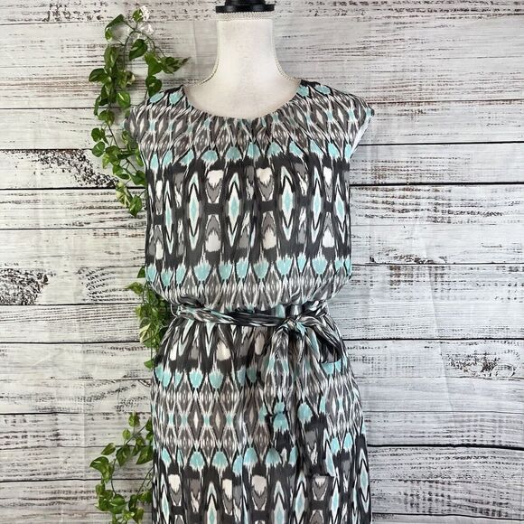 Robbie Bee Dress size 8 Blue Gray Sheer Straight Above Knee Wedding Guest Dinner - Picture 3 of 16